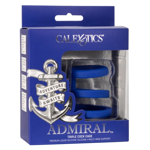 Triple penis ring made of silicone Admiral Triple Cock Cage blue [12]