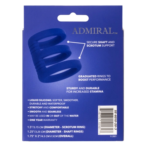 Triple penis ring made of silicone Admiral Triple Cock Cage blue [13]