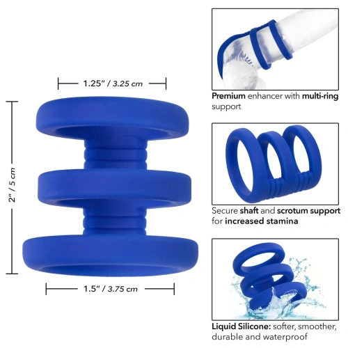 Triple penis ring made of silicone Admiral Triple Cock Cage blue [9]