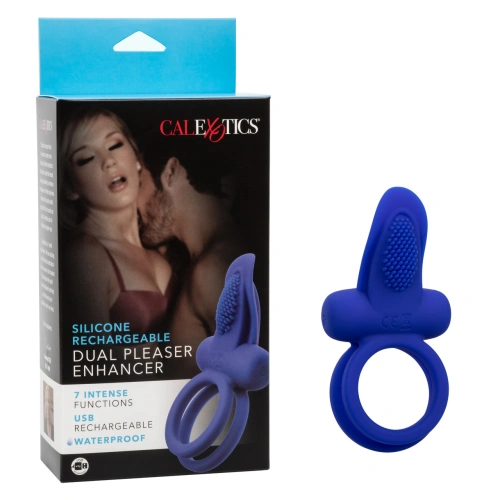 Nina - Vibrating double penis ring with dual pleaser clitoris stimulator blue [10]