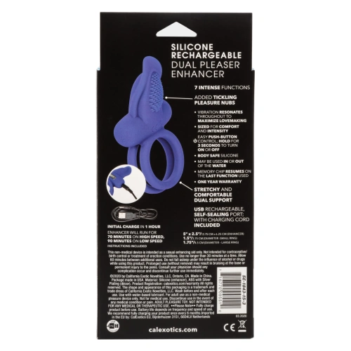 Nina - Vibrating double penis ring with dual pleaser clitoris stimulator blue [12]