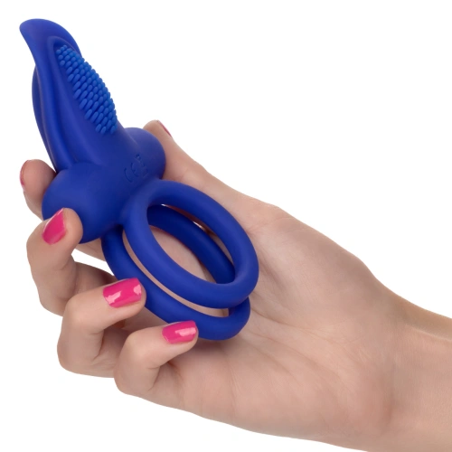 Nina - Vibrating double penis ring with dual pleaser clitoris stimulator blue [5]