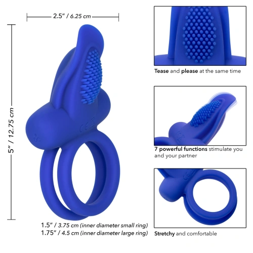 Nina - Vibrating double penis ring with dual pleaser clitoris stimulator blue [6]