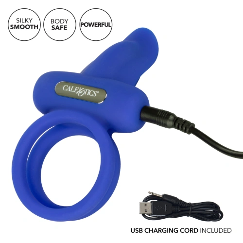 Nina - Vibrating double penis ring with dual pleaser clitoris stimulator blue [7]