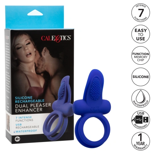Nina - Vibrating double penis ring with dual pleaser clitoris stimulator blue [9]