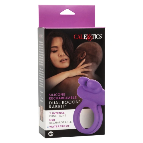 Nina - Dual Rockin Rabbit Rechargeable Silicone Penis Ring with Clit Stimulator [9]