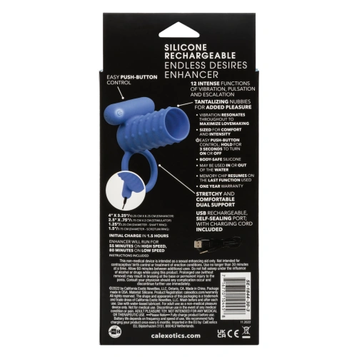 Nina - Endless Desires Silicone Vibrating Penis Enlarger Blue [14]