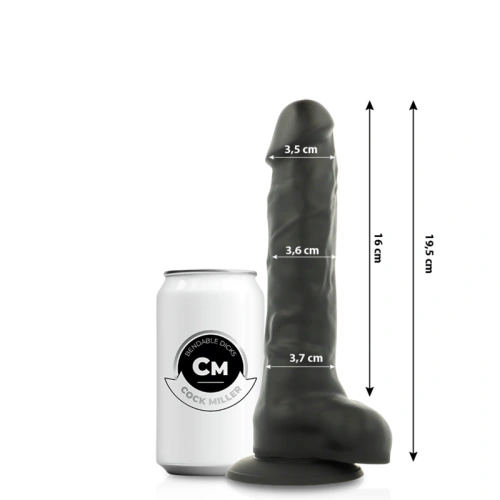 Color* Dilyana- Cock Miller Realistic Flexible Silicone Testicle Dildo 19.5cm Black [3]