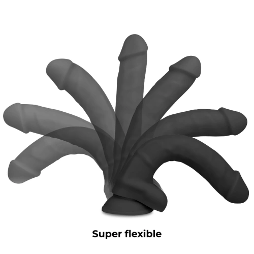 Color* Dilyana- Cock Miller Realistic Flexible Silicone Testicle Dildo 19.5cm Black [4]