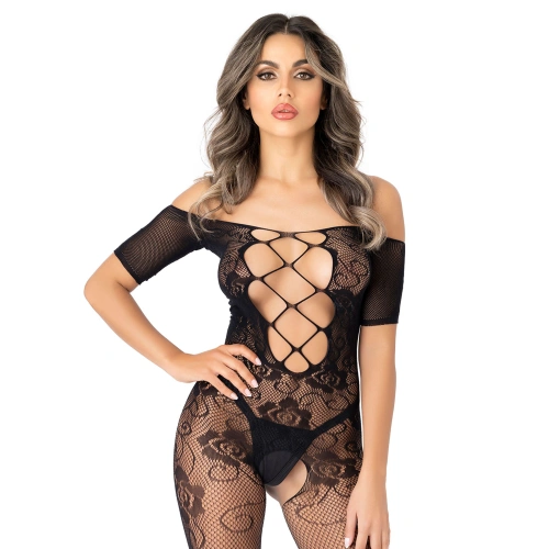 Daring 75252 Black Open Bottom Erotic Mesh Bodysuit [6]