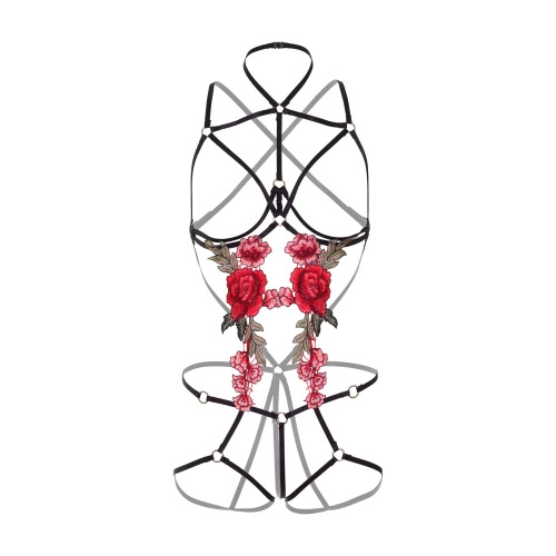 Daring Roses Strappy Teddy Harness Body with Chest Stickers [7]