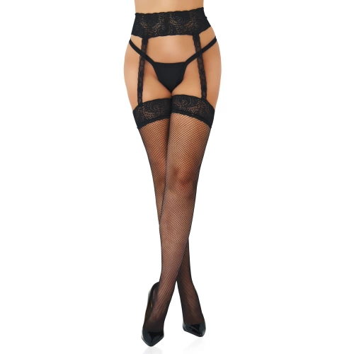 Daring Intimates Lace Garter Belt with Fishnet Stockings 75034 [4]