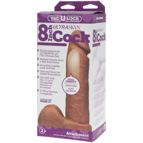 Dual Layer Realistic Dildo Ultraskyn Cock 8" Vac-U-Lock Caramel [2]