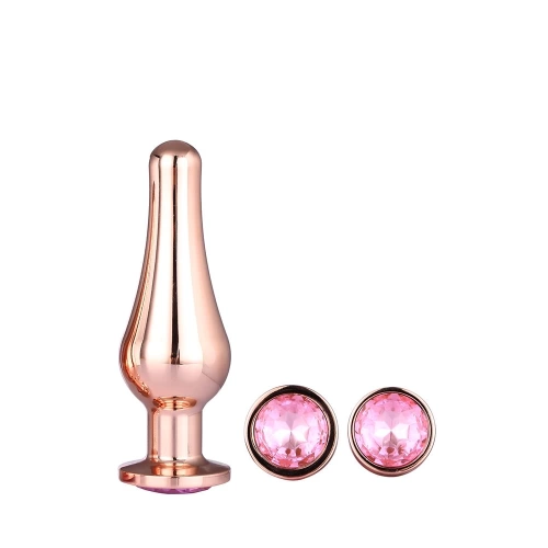 Set of 3 pcs. Gleaming Love rose gold crystal butt plugs