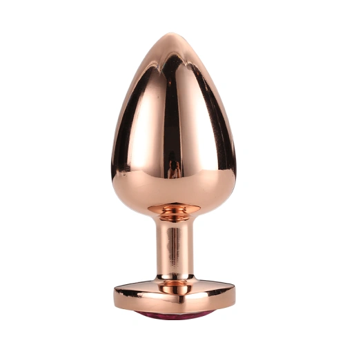 Metal anal dilator with pink crystal heart Rose Gold L [1]