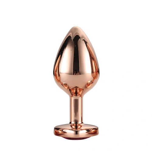 Metal butt plug with pink crystal heart Rose Gold M [1]