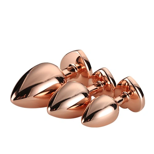 Set of 3 pcs. Butt plug with pink crystal heart Rose Gold [3]