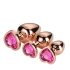 Set of 3 pcs. Butt plug with pink crystal heart Rose Gold