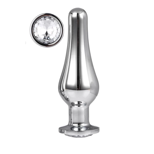 Metal anal dilator in silver with crystal Gleaming Love L