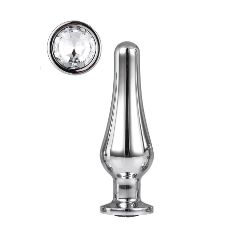 Metal anal dilator in silver color with crystal M