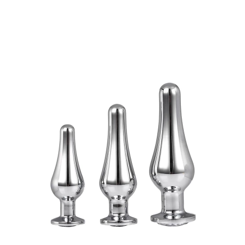 Set of 3 pcs. metal butt plug with clear crystal Gleaming Love [1]