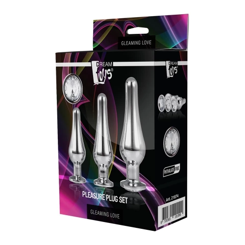 Set of 3 pcs. metal butt plug with clear crystal Gleaming Love [3]