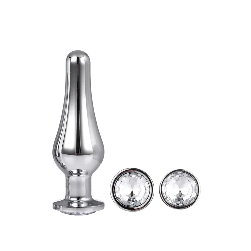 Set of 3 pcs. metal butt plug with clear crystal Gleaming Love