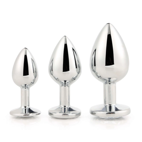 Set of 3 pcs. butt plugs with crystal Silver Plug Set [1]