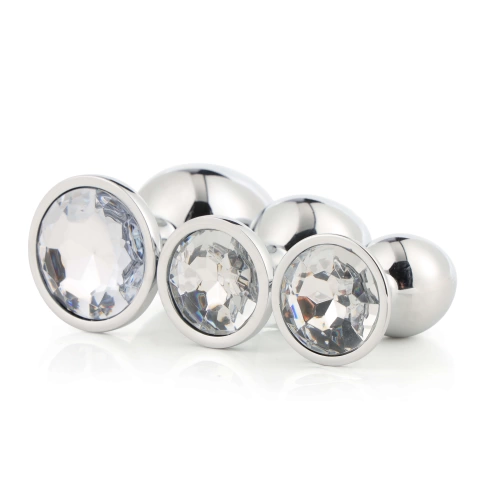 Set of 3 pcs. butt plugs with crystal Silver Plug Set [3]