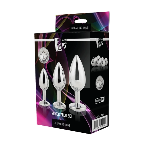 Set of 3 pcs. butt plugs with crystal Silver Plug Set [4]