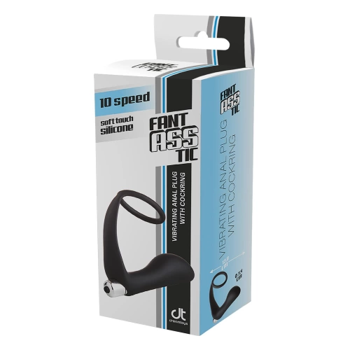 Fantastic vibrating silicone anal massager with cock ring [4]