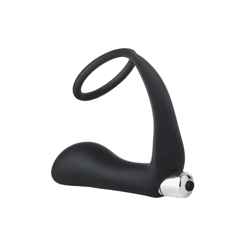 Fantastic vibrating silicone anal massager with cock ring