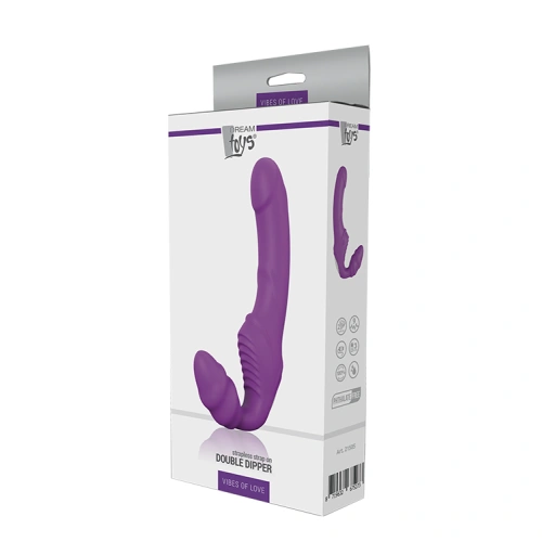 Powerful strapless strap-on rechargeable vibrating dildo Double Dipper purple [3]