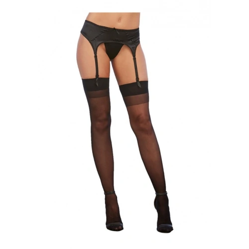 Stylish 7/8 socks with lace Softline 5514 black [1]