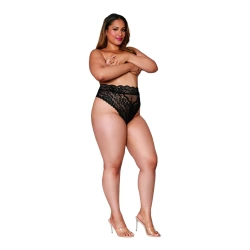 Dreamgirl 1477 Black High Waist Lace Brazilian