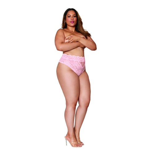 Dreamgirl 1477 Pink High Waist Lace Brazilian