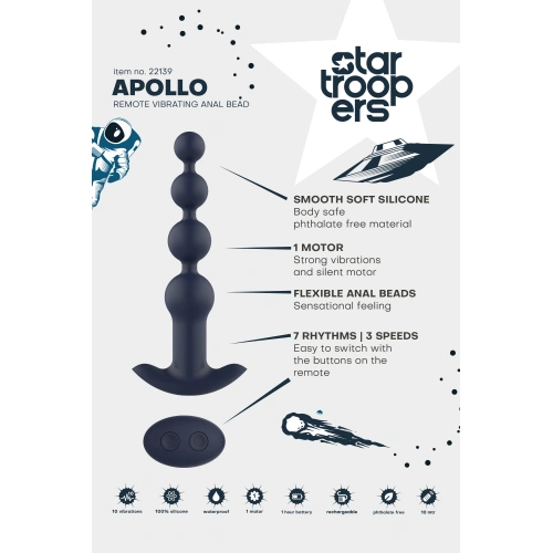 Star Troopers Apollo Remote Control Rechargeable Silicone Anal Beads [10]