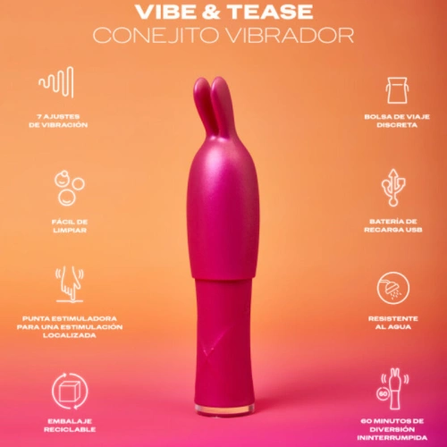 Nina - Rechargeable compact vibrator with Vibe & Tease Durex stimulator attachment [2]
