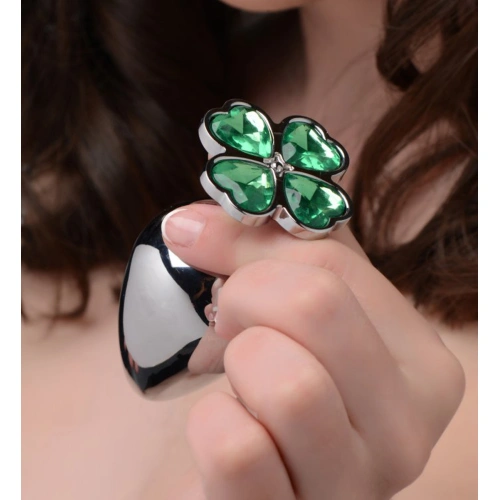 Lucky Clover S Clover Green Crystal Jewel Metal Butt Plug [2]