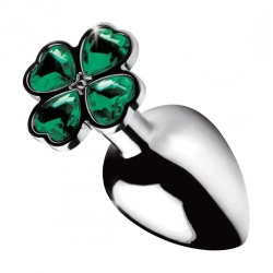 Lucky Clover S Clover Green Crystal Jewel Metal Butt Plug