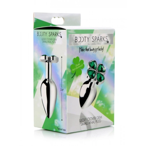 Lucky Clover S Clover Green Crystal Jewel Metal Butt Plug [3]