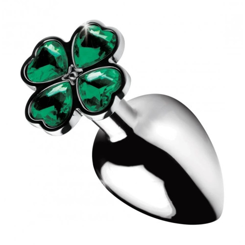 Lucky Clover S Clover Green Crystal Jewel Metal Butt Plug