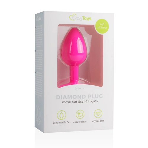 Silicone Butt Plug with Diamond S pink crystal [3]
