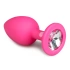 Silicone Butt Plug with Diamond S pink crystal