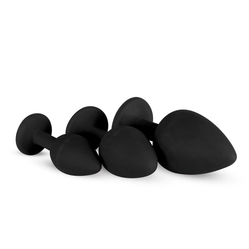 Set of 3 pcs. silicone butt plugs with Diamond crystal black [1]