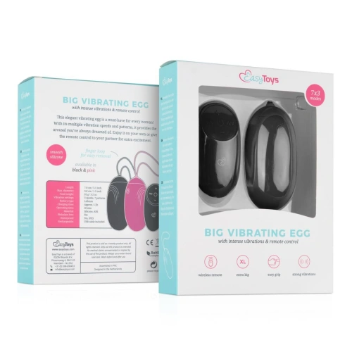 Large rechargeable vibrating egg made of silicone Big Egg XL black [4]