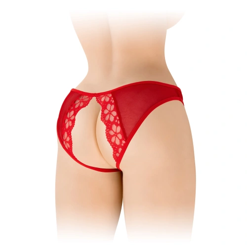 Ambre red revealing open bottom bikini [1]