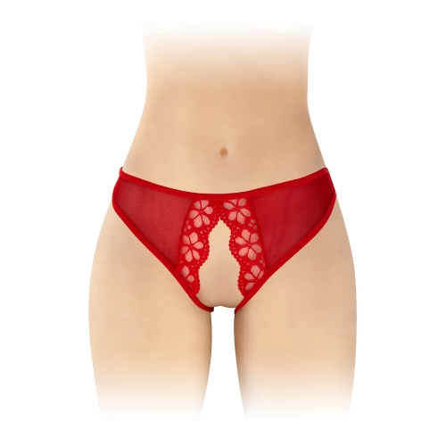 Ambre red revealing open bottom bikini