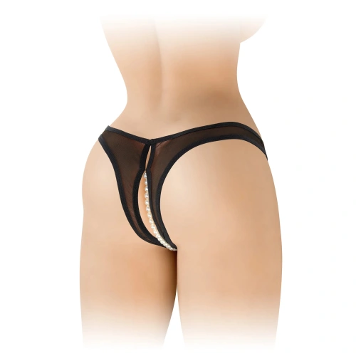 Erotic bikini crotchless with pearls Sophie black [1]
