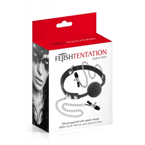 Silicone mouth ball and fetish tentation chain breast clips [4]
